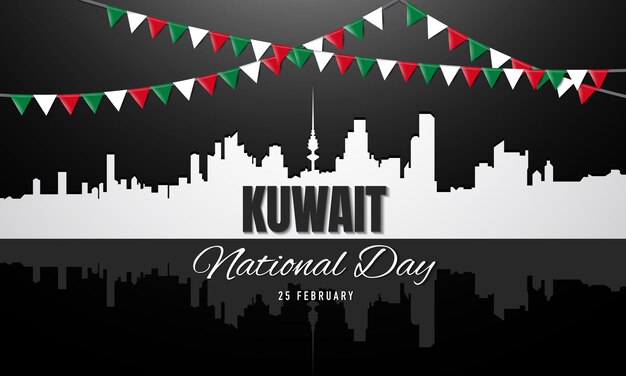 Kuwait National Day Background Vector Illustration