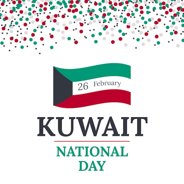 Vector kuwait national day poster 25 february celebration of kuwait's national day on february 26 colors of kuwait's flag vector illustration