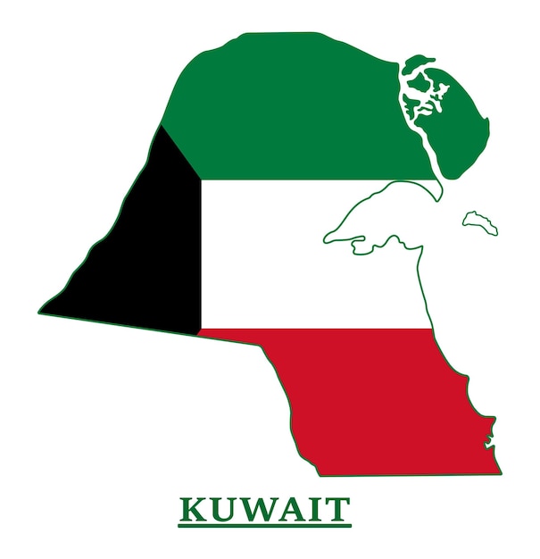 Kuwait National Flag Map Design, Illustration Of Kuwait Country Flag Inside The Map