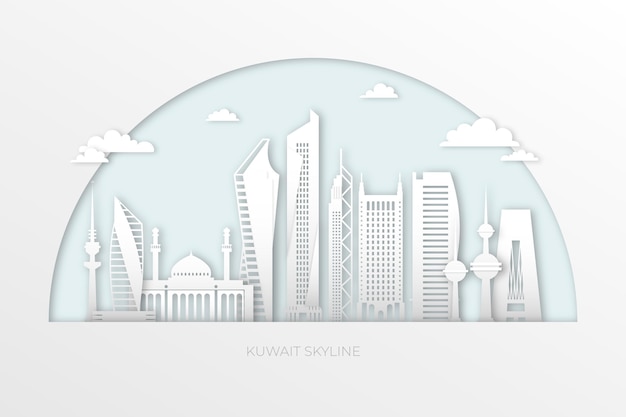 Kuwait skyline in paper style