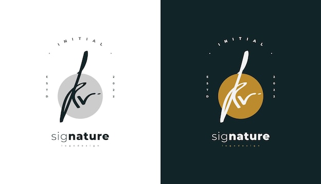 KV Initial Logo Design with Elegant Handwriting Style. KV Signature Logo or Symbol for Wedding, Fashion, Jewelry, Boutique, Botanical, Floral and Business Identity