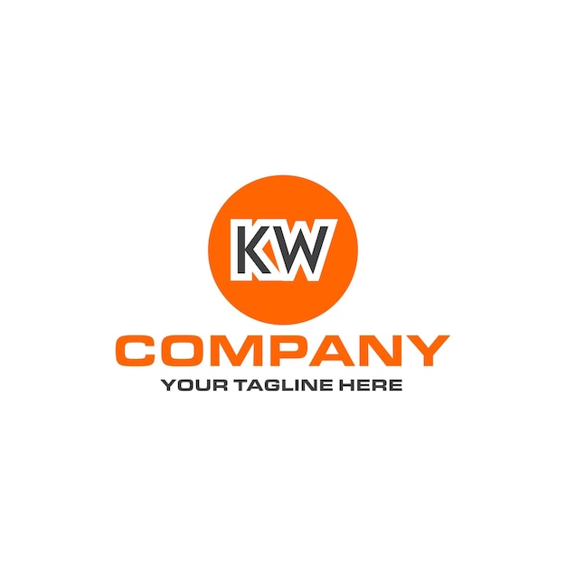 KW letter rounded shape logo design