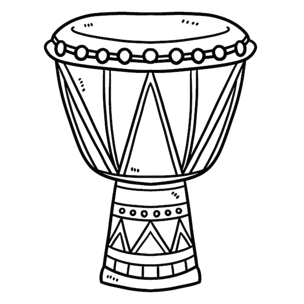 Kwanzaa Djembe Isolated Coloring Page for Kids