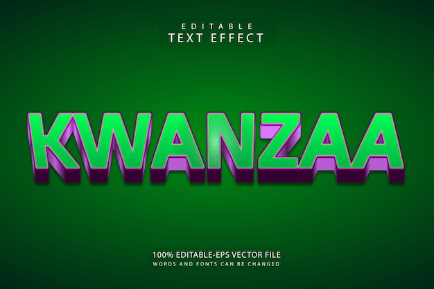 Kwanzaa editable text effect 3 dimension emboss modern style