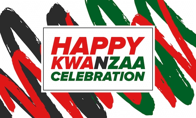 Kwanzaa Happy Celebration African and AfricanAmerican holiday Seven days festival Vector poster