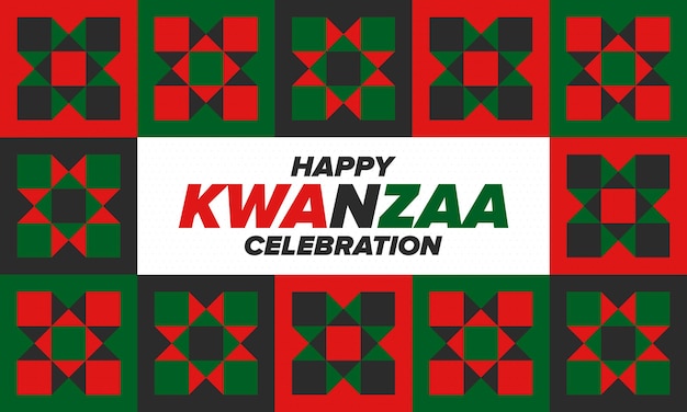 Kwanzaa Happy Celebration African and AfricanAmerican holiday Seven days festival Vector poster