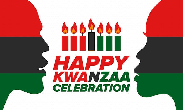 Kwanzaa Happy Celebration African and AfricanAmerican holiday Seven days festival Vector poster