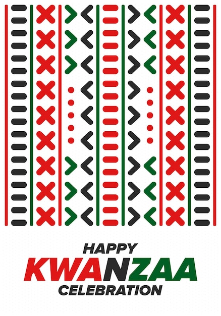 Kwanzaa Happy Celebration African and AfricanAmerican holiday Seven days festival Vector poster