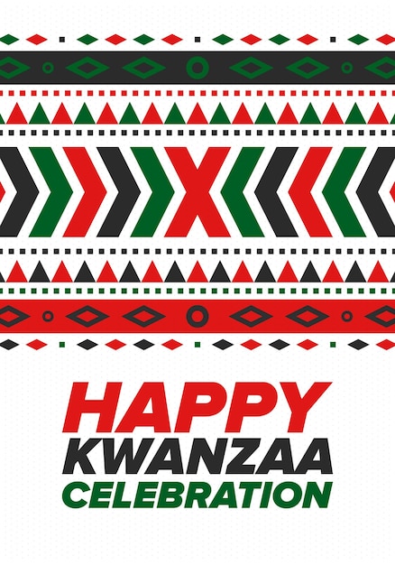 Kwanzaa Happy Celebration African and AfricanAmerican holiday Seven days festival Vector poster