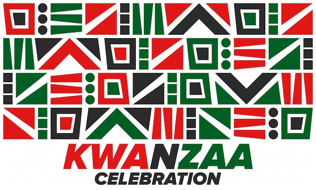 Kwanzaa Happy Celebration African and AfricanAmerican holiday Seven days festival Vector poster