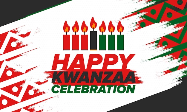 Kwanzaa Happy Celebration African and AfricanAmerican holiday Seven days festival Vector poster