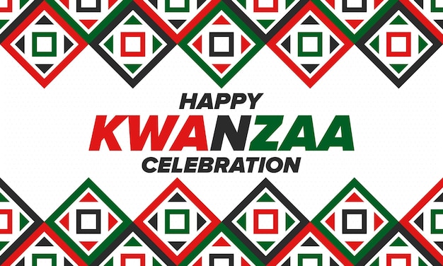 Kwanzaa Happy Celebration African and AfricanAmerican holiday Seven days festival Vector poster