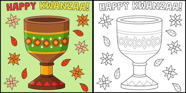 Kwanzaa Unity Cup Coloring Page Illustration