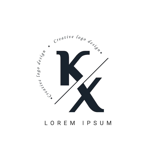 KX Letter Logo Design with a Creative Cut Creative logo design