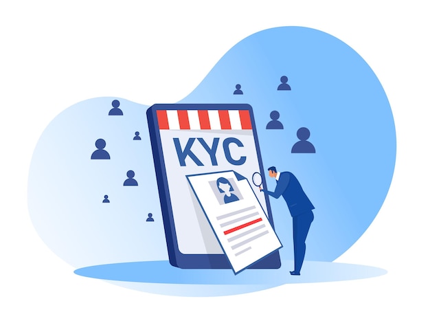 KYC or know your customer with business verifying the identity of its clients concept   illustrator