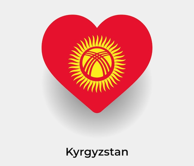 Kyrgyzstan flag heart shape icon vector illustration