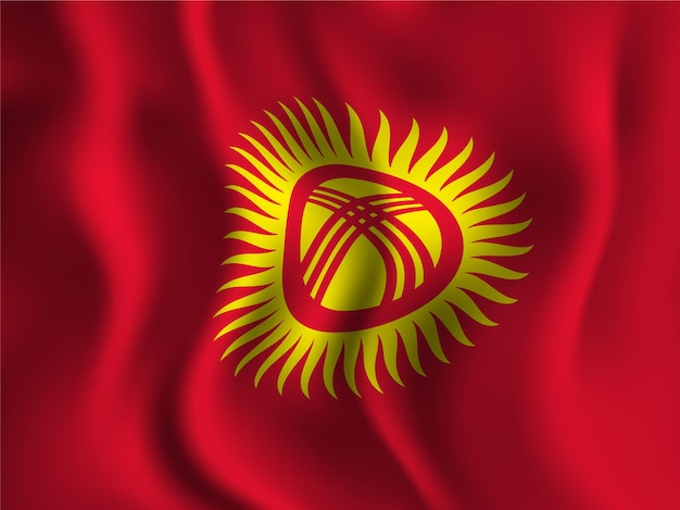 Kyrgyzstan flag wavy style for independence day