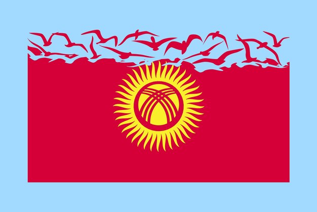 Kyrgyzstan flag with freedom concept Kyrgyzstan flag transforming into flying birds vector