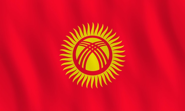 Kyrgyzstan flag with waving effect, official proportion.