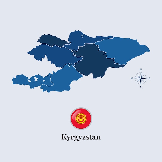 Kyrgyzstan vector map and flag Flag map of Kyrgyzstan vector