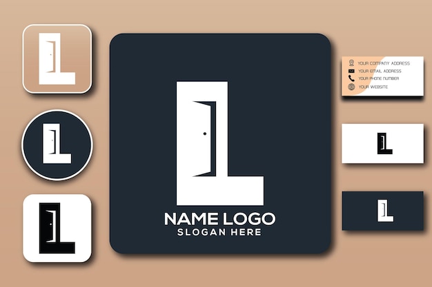 L combination door monogram logo template