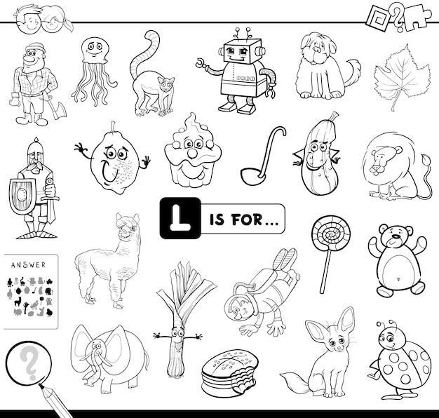 L is for educational game coloring book