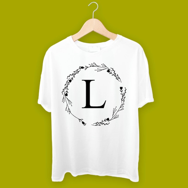 L minimalist white tee template