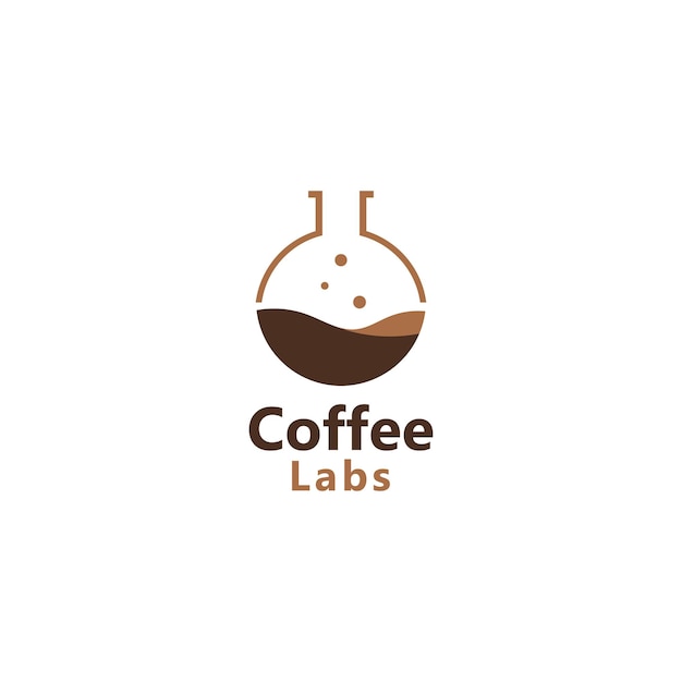 Lab coffee logo design with the concept of a lab tube with coffee beans vector