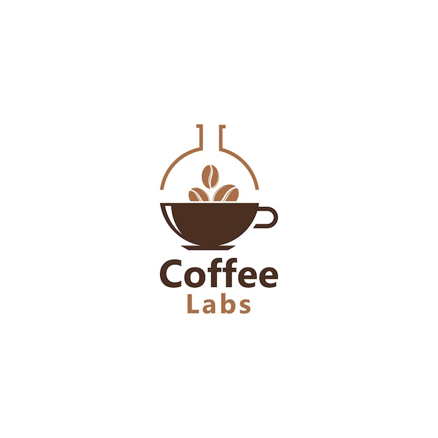 Lab coffee logo design with the concept of a lab tube with coffee beans vector