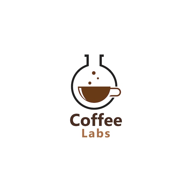 Lab coffee logo design with the concept of a lab tube with coffee beans vector