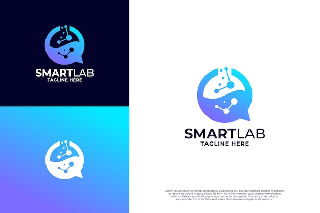 Lab research logo design with molecule concept