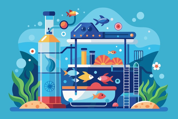 Vector lab section emphasizing marine biology and aquatic ecosystems vector illustration