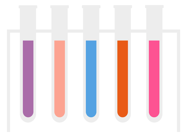 Lab tubes with color liquids Chemical glass holder