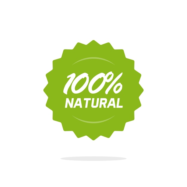 Label of 100 percent natural green stamp sticker for no additives and preservatives free products