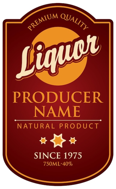 label for bottle of liquor