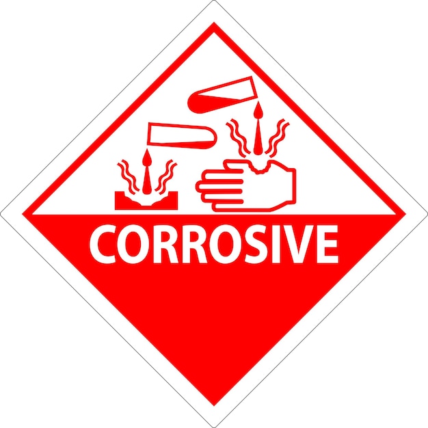 Vector label corrosive sign on white background