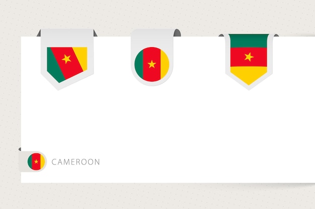 Label flag collection of Cameroon in different shape Ribbon flag template of Cameroon