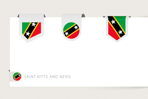 Label flag collection of Saint Kitts and Nevis in different shape Ribbon flag template of Saint Kitts and Nevis