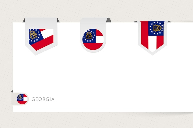 Label flag collection of US state Georgia in different shape Ribbon flag template of Georgia