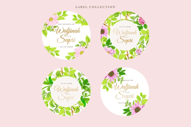 label hand drawn floral design