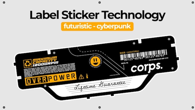 Label sticker futuristic cyberpunk