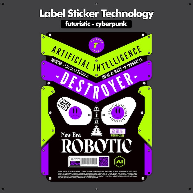 Label Stiker Technology Cyberpunk