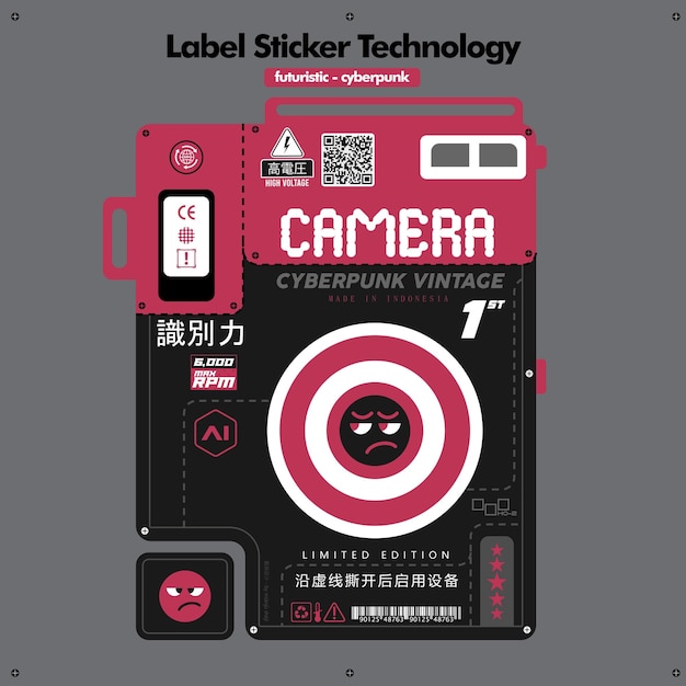 Label Stiker Technology Cyberpunk