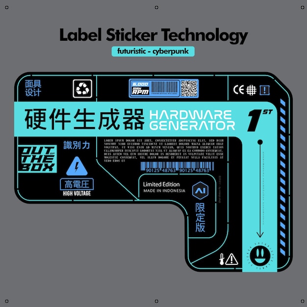 Label Stiker Technology Cyberpunk