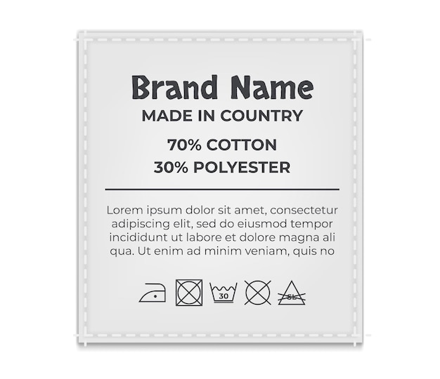 Vector label tag wash instruction cloth care fabric cotton isolated set graphic design illustration