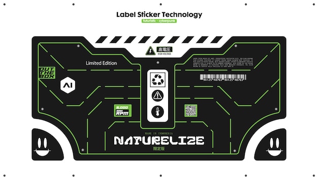 Label Technology Futuristic Cyberpunk Design