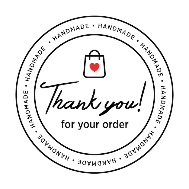 Vector label thank you for your order handmade product