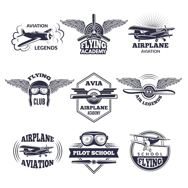 Labels at aircrafts theme. 