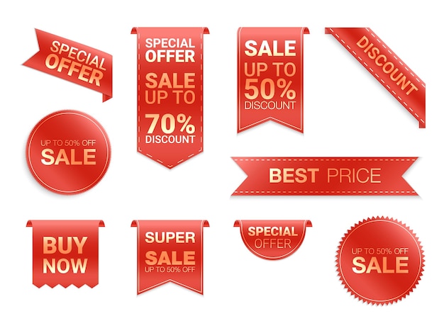 labels isolated. Sale promotion, website stickers, new offer badge collection.