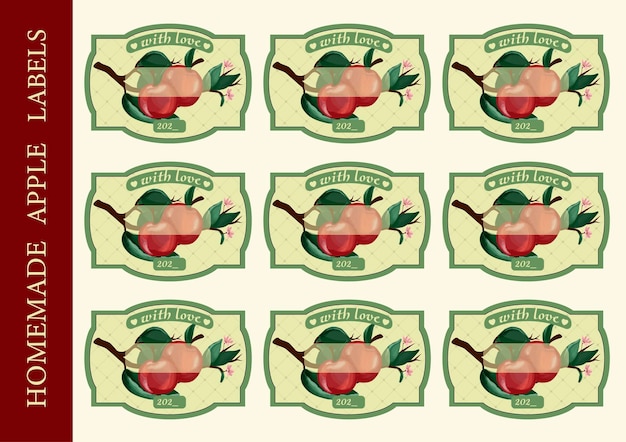 Labels for jars with apples home preservation Apple jam stickers